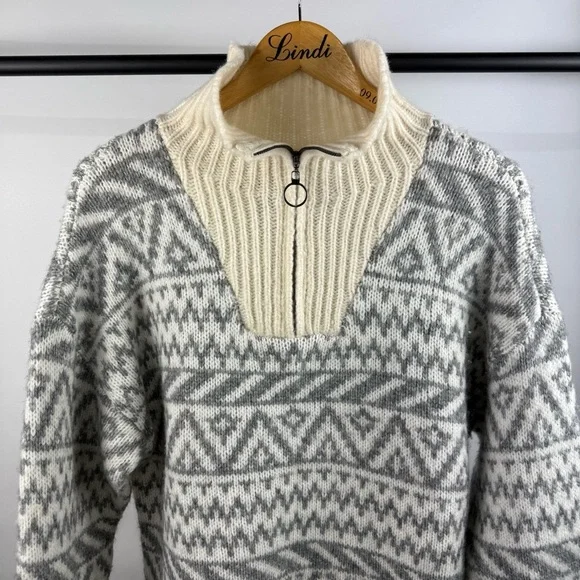 Aerie Fair Isle Half-Zip Sweater Size XS - Picture 4 of 7